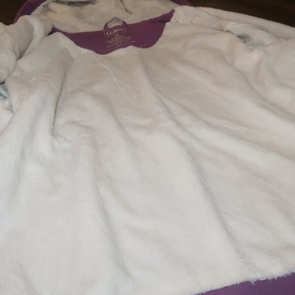 Womens LL Bean 1912 Purple Lavender Warm Thick Sherpa Fleece Hoodie Jacket sz XL - Picture 5 of 6